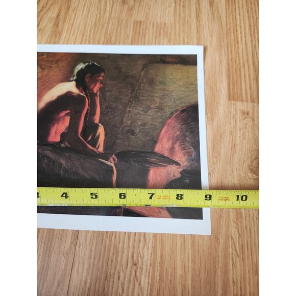 Indian by Firelight Calendar Print Joseph Henry Sharp Native American Art 9x8 - Picture 3 of 8